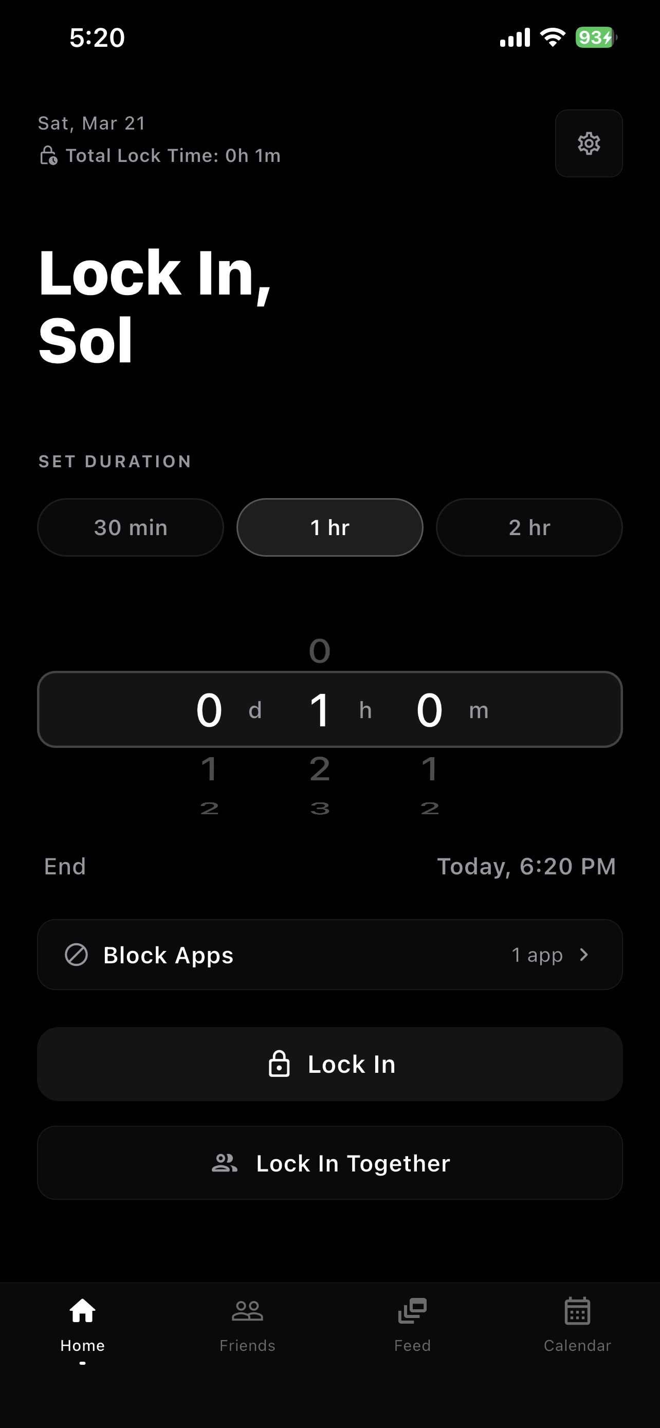 Lock In Together home screen